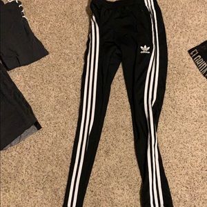 Adidas black striped joggers